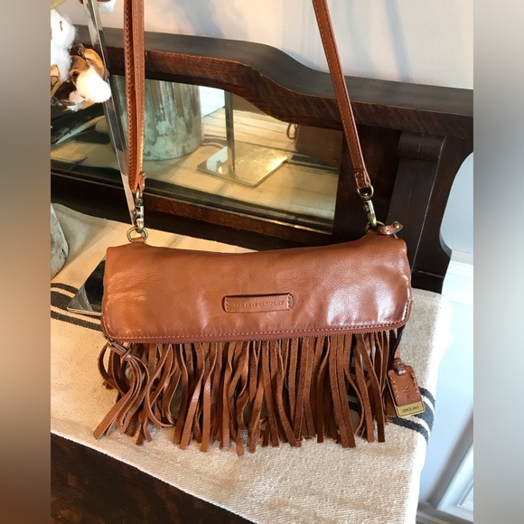 Frye Heidi Leather Fringe Cognac Brown Crossbody Clutch Bag Retail $298 - Picture 5 of 13